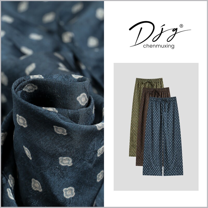 【Hei Hei Jia】Summer New Style Drawstring Waist Elastic Floral Print Design Slimming Straight Casual Pants