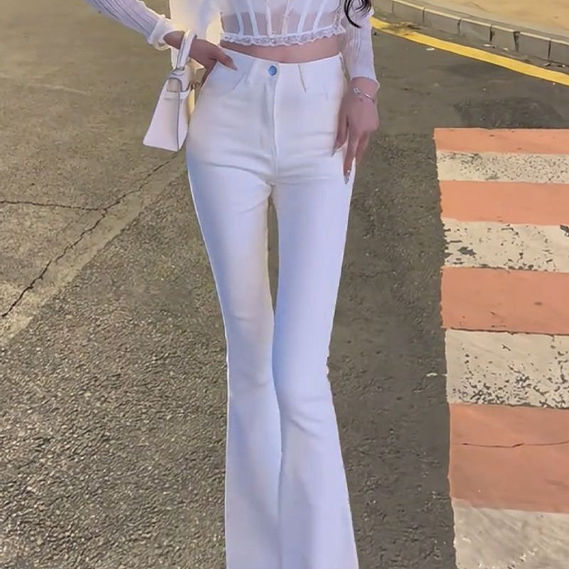 White High-Waisted Flared Jeans for Women, 2026 Summer New Slim-Fit Casual Flared Pants, Women's Long Pants White High-Waisted Flared Jeans for Women, 2026 Summer New Slim-Fit Casual Flared Pants, Women's Long Pants