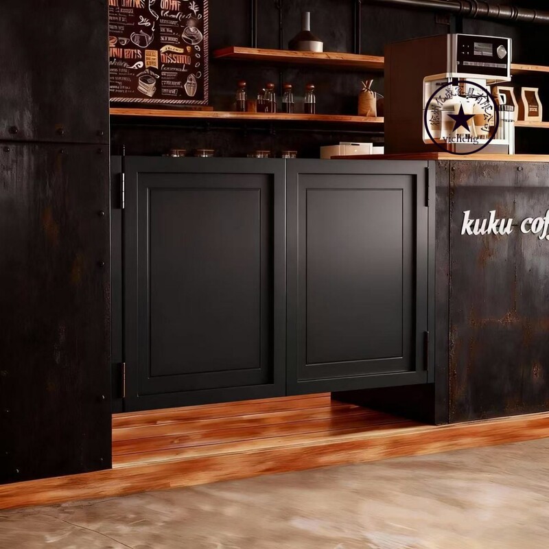 Industrial Style Black Double-Opening Partition Door for Milk Tea Shop, Bar Counter Door, Vintage Shop Low Door, Decorative Door, Kitchen Half-Height Door