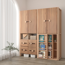 Modular solid wood childrens wardrobe multifunctional picture book cabinet bookcase locker storage box two doors and three doors with drawer