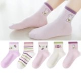 六指鼠 Детские носки для девочек, осенние дышащие спортивные хлопковые гольфы для школьников, средней длины