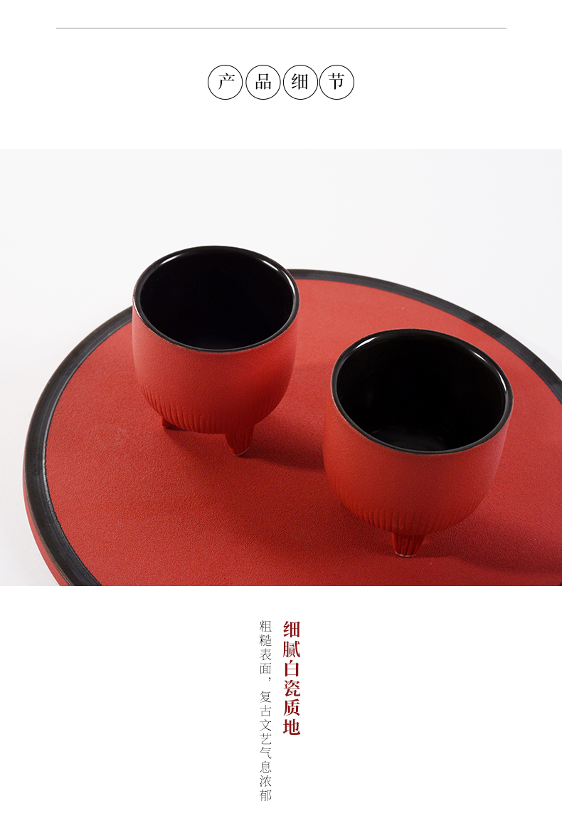 New Chinese style example room sitting room tea table tea sets tea table red ceramic teapot teacup combination furnishing articles