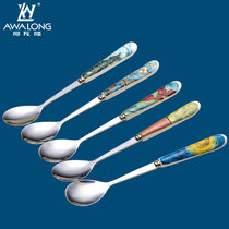 Van Gogh same 304 stainless steel coffee spoon European dessert small spoon mini creative ceramic handle mixing spoon