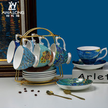 European bone china coffee cup set Van Gogh oil painting Cup home elegant simple ceramic afternoon tea black tea cup with spoon