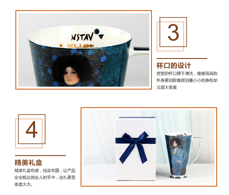 Avalon xương sáng tạo cốc cốc đôi gốm sứ một cặp hộp quà tặng châu Âu với muỗng sữa cốc công suất lớn - Tách bình nước thể thao