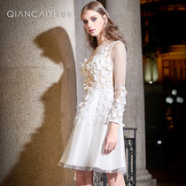 Evening dress women 2021 New elegant little man banquet short dinner Queen White dress 8239YH