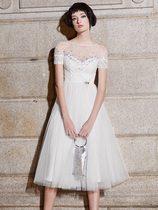  Small dress fairy series new banquet temperament party party white dress dress socialite Xia 8379YH