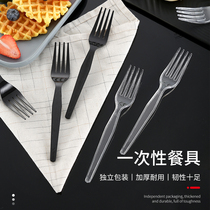 Disposable plastic fork fork fork western fork adult household fruit fork long handle salad dessert fork noodles