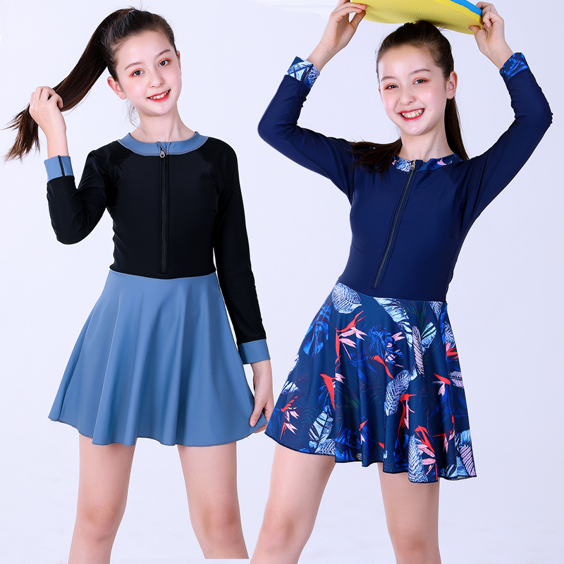 Girls split swimsuit children's 2021 new girl skirt high school students middle school children girls sunscreen swimsuit