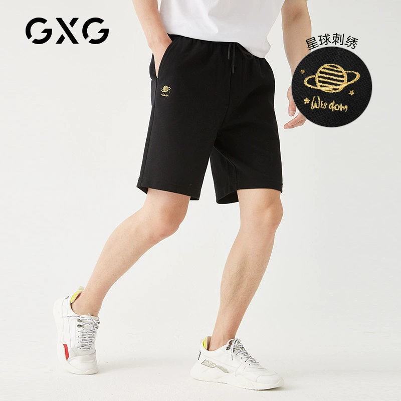 GXG nam mùa hè nam đen nam thêu thể thao quần âu quần short mỏng xu hướng nam - Quần tây thường