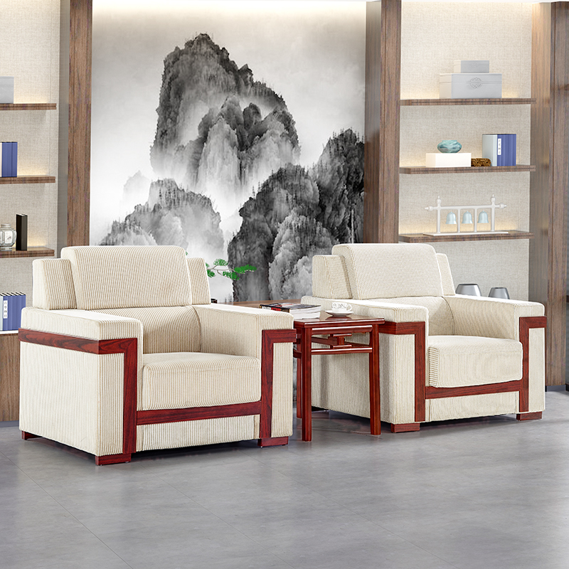 Meeting reception room VIP sofa white fabric business negotiation reception area office sofa tea table combination unit