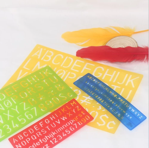 Цифровой шаблон с буквами, универсальный комплект из мягкой резины, английский, 4 предмета