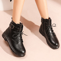 Boots female zhong tong xue plus velvet warm winter middle-aged womens shoes Martin boots middle-aged shoes mothers shoes shoes