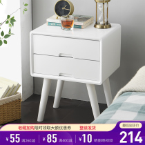 Full solid wood bedside table small Nordic style ins simple modern ultra-narrow small mini white free installation 40cm wide