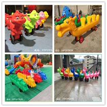 Childrens multi-person co-car team assists four-person racing toddler scooter multiplayer racing