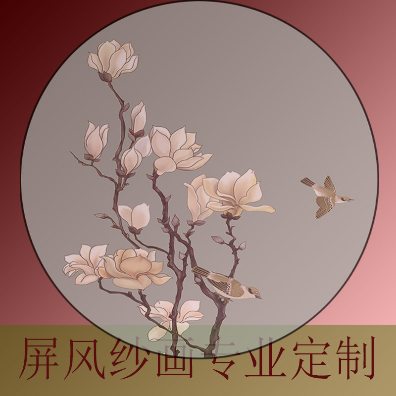 新古典中式半透明乔其纱丝绢屏风纱画:打造东方美学家居新风尚 -其他装饰画-淘宝百科网