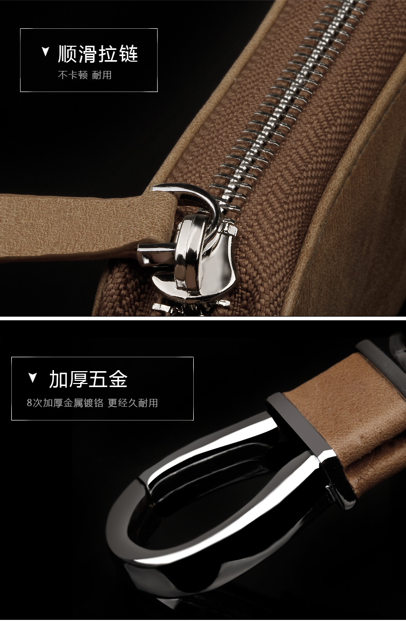 Túi đựng chìa khóa Bluetooth chống mất da nam đa chức năng Túi chìa khóa xe có dung lượng lớn dây kéo thắt lưng đơn giản và thiết thực - Trường hợp chính ví móc chìa khóa nữ đẹp