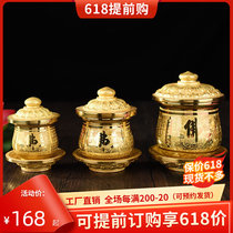 The Taiwan crystallized Buddhas former pure bronze Buddha character is supplied with a water glass golden for a cup of Buddhas cup to the Buddhas holy water glass