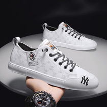 First layer cowhide small white shoes breathable tide brand 2022 new European station one pedal flat bottom shoes casual mens all-match