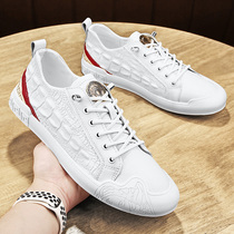 ins mens tide brand leather casual leather shoes all-match 2022 four seasons European station a pedal white leather shoes flat shoes