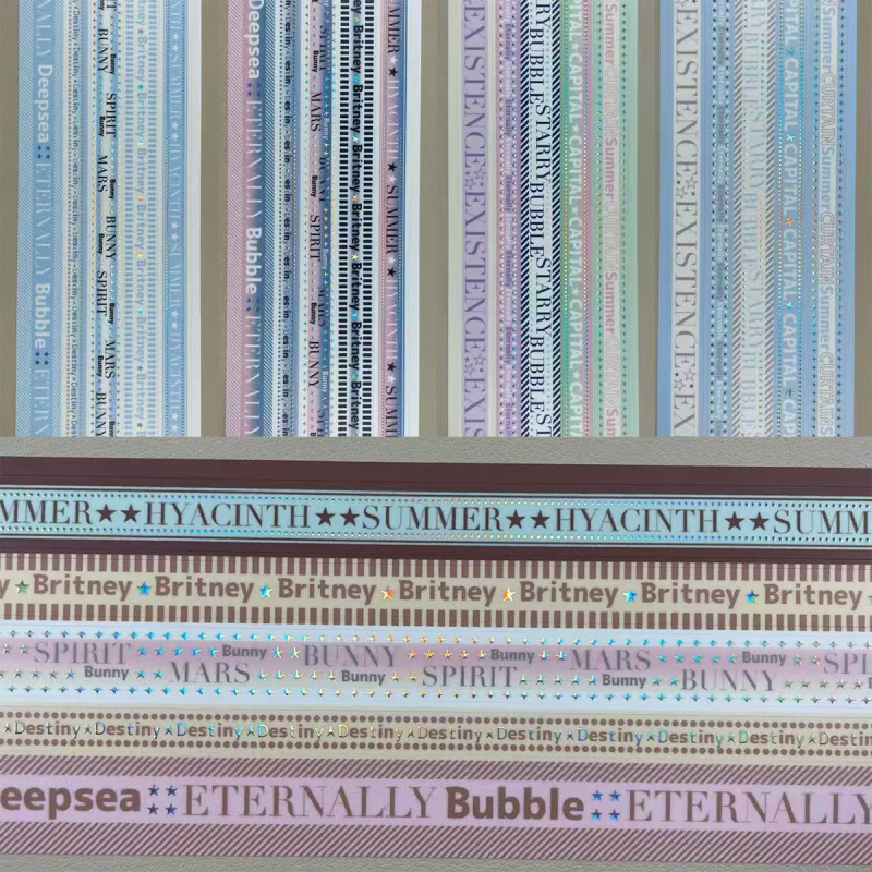 Small Handbook-Style Long Strip Stickers Roll with Laser Silver, Versatile Korean-Style Guka Gubon Handbook Collage, Practical