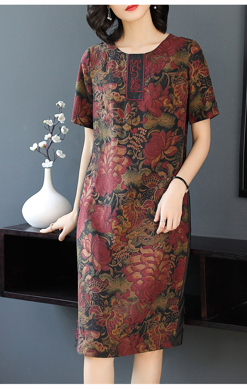 Váy lụa nữ 2019 mới hè đầm khí chất mẹ to bốc khói thơm sợi tơ nặng trong phần dài - Quần áo của mẹ thời trang tuổi trung niên cao cấp