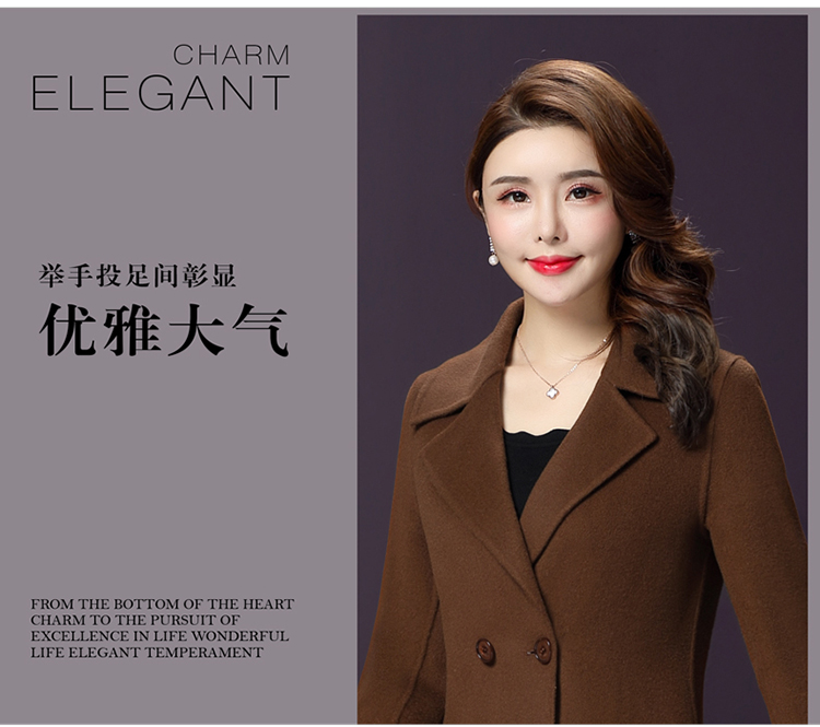 Mẹ tải phần dài trên đầu gối áo choàng hai mặt cashmere 40 tuổi 50 mùa thu và mùa đông áo khoác len nữ trung niên quần áo trung niên