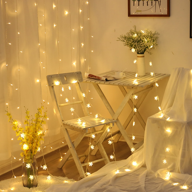 LED stars small color light string flashing lights Christmas decoration festival pendant room bedroom full of stars snowflake colored lights