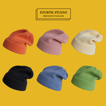 Pure color pile hat spring and autumn literary retro knitted hat wool hat Korean version of Japanese ins ear protection warm cold hat female