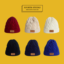 Mens knitted hat winter thickened velvet wool cap female Korean version of Joker hat black hipster cold hat