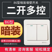 ZS international electrician 86 type concealed switch socket panel white household 2 two-position middle two-open multi-control switch