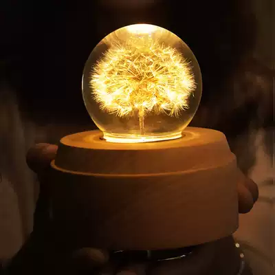 Dandelion crystal ball eternal flower Sky City music box Wooden music box to send girls birthday gifts to get married