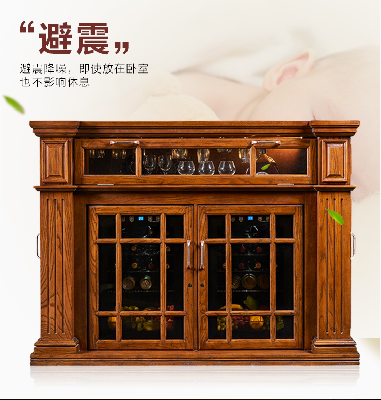 quầy bar rượu Jinxuan sản phẩm, tủ rượu thanh, gỗ rắn châu Âu đôi máy nén rượu làm mát, lưu trữ phòng khách gia đình tủ rượu ốp tường