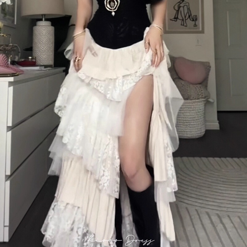 Kiooo【Bohemian】Design with an Irregular Cake Skirt Style, Fashionable and Trendy