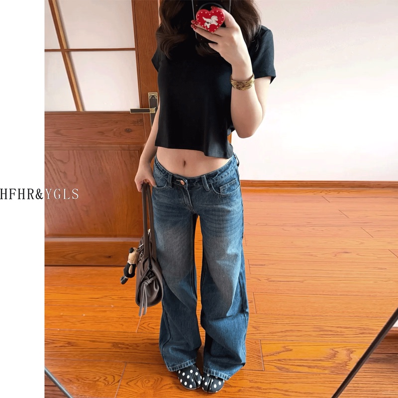 Hfhr American Retro Low-Waist Jeans for Women, Autumn Jennie Style, Straight-Leg Slimming Narrow Wide-Leg Pants Hfhr American Retro Low-Waist Jeans for Women, Autumn Jennie Style, Straight-Leg Slimming Narrow Wide-Leg Pants