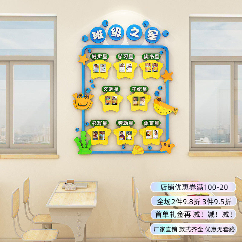 Class Star Placement Culture Wall stickup Little Learning Classroom Every week Progress Wind shows photo Wall decoration