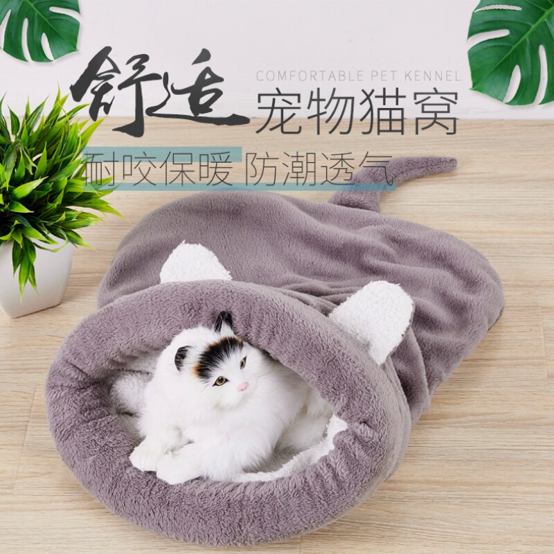 Pet cat sleeping bag closed pet litter cat house deep kennel net red model winter cute cat litter special offer