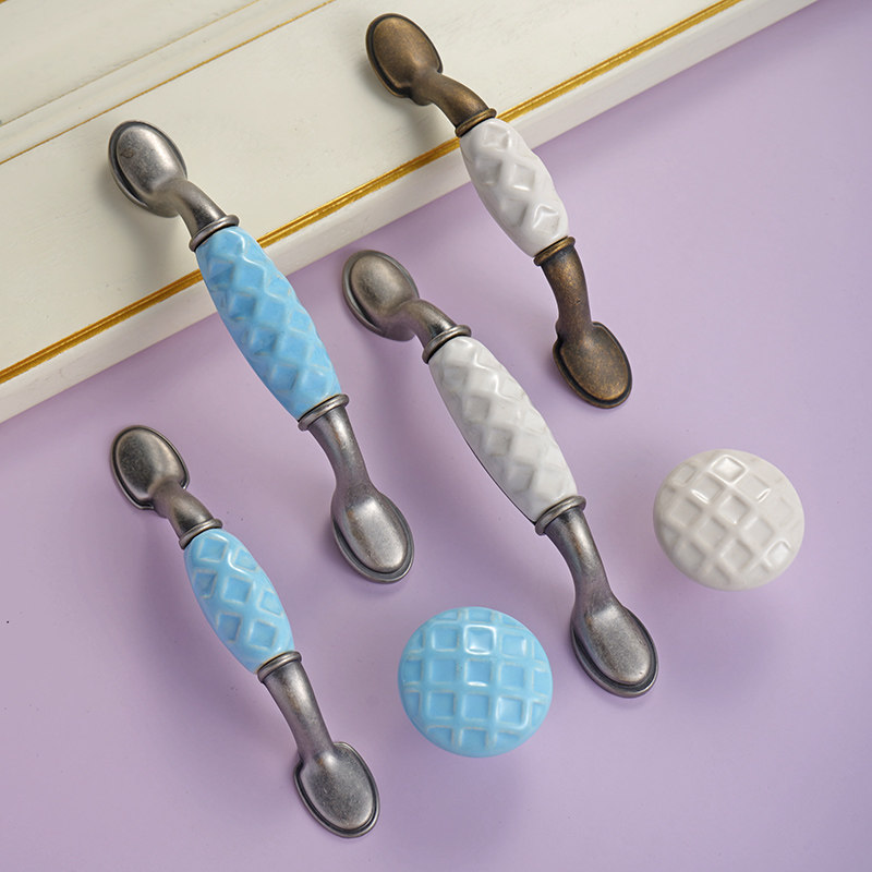 Mediterranean ceramic handle American minimal wardrobe door children's whole cabinet drawer cupboard cupboard cupboard door handle