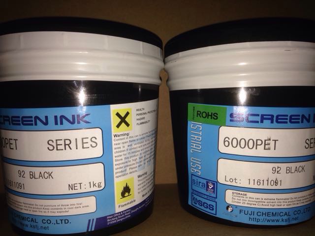 Screen Printing pet Ink Japan Fuji Chemical Research 6000PET 6092 High Cover Matte Black White Environmental Protection