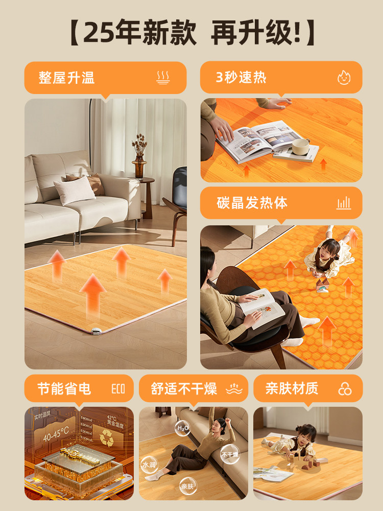[Make Friends]Huan Ding Floor Heating Mat, Carbon Crystal Heating Mat, Special Mat for Living Room, Heating Carpet, Fast Heating, Constant Temperature