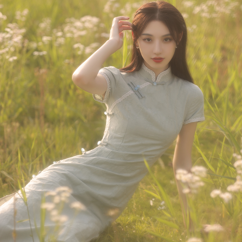 Summer cheongsam, retro elegant breathable dress, 2021 years, cotton and linen