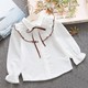 Girls' shirts with velvet, children's autumn and winter style baby style white shirts, spring and autumn new styles of small and medium-sized children's style tops