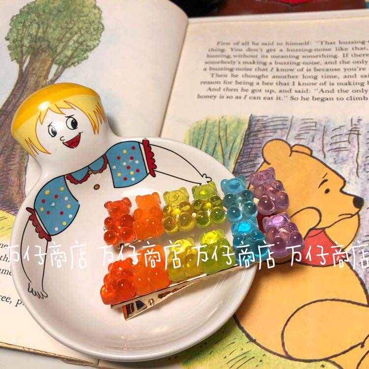 Wanzai Store Rainbow Bear Hairpin Brooch Clip Dual-purpose Soft Cute Girl Hair Accessories