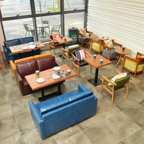 Cafe Leisure bar to negotiate sofa theme Western restaurant bar restaurant retro sofa deck table and chair combination