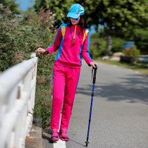 户外速干衣裤套装女春秋厚款休闲运动服两件套登山徒步大码快干衣