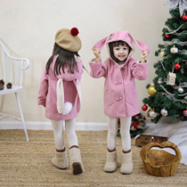 Girls woolen coats spring and autumn styles baby woolen coats and cardigans girls fashionable New Year clothes childrens Korean spring clothes