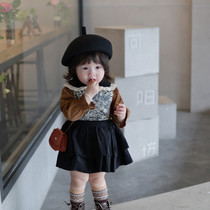 Girls autumn matching skirt female baby piece chun qiu kuan Western style early autumn kids a year old children clothing fall