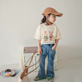 Детская футболка с коротким рукавом, милая хлопковая летняя одежда для отдыха, детская одежда, в западном стиле