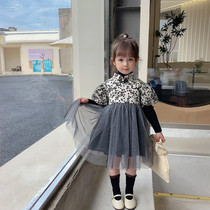 Cheongsam girls autumn dress year old girl baby skirt baby Autumn Winter Princess dress foreign flower Chinese style