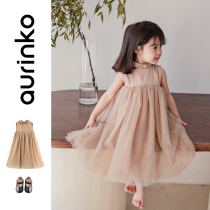 Girls dress autumn baby birthday princess dress temperament mesh dress childrens foreign-style yarn childrens skirt